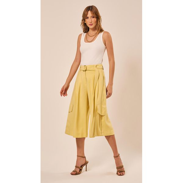 Bermuda Midi Cintura Alta Amarelo