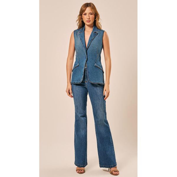 Calça Flare Jeans Azul 