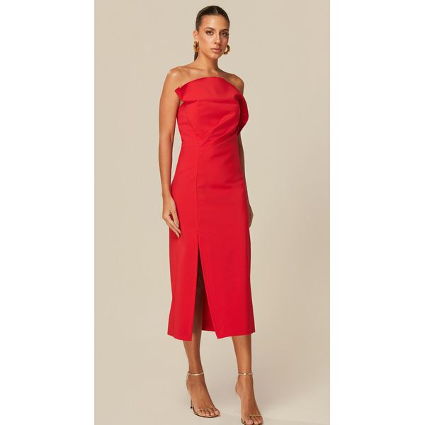 Vestido Midi em Alfaiataria Vermelho