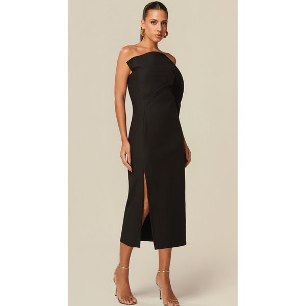 Vestido Midi em Alfaiataria Preto 