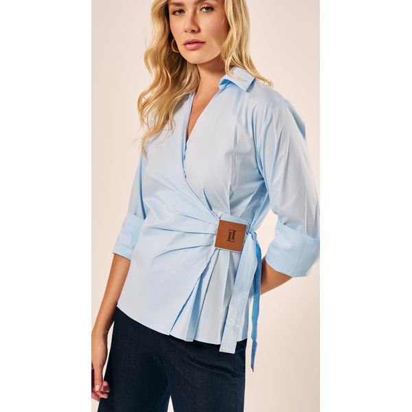 Camisa Manga 3/4 Azul Claro