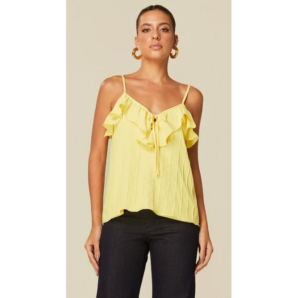 Blusa de Alças com Nervuras Amarelo