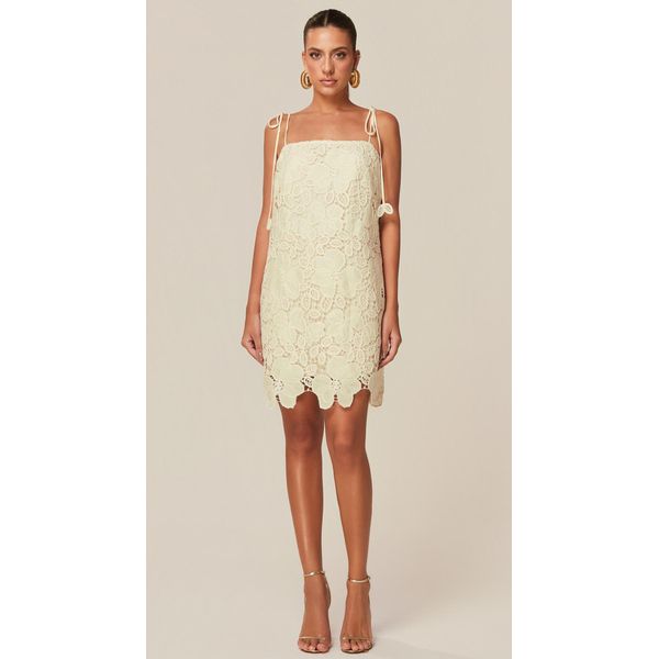 Vestido Curto em Renda Floral Off
