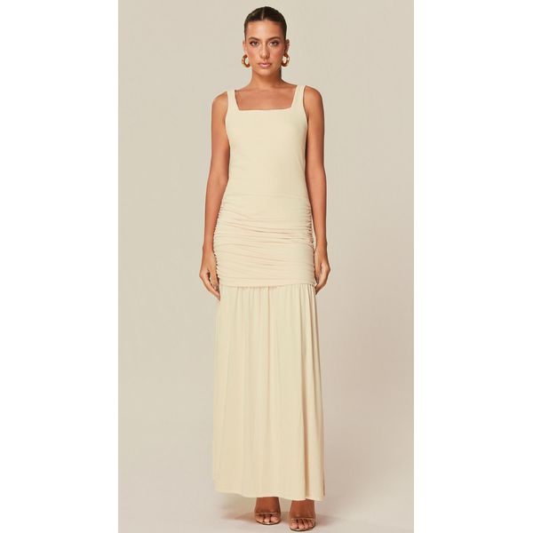 Vestido Longo em Malha com Textura Off