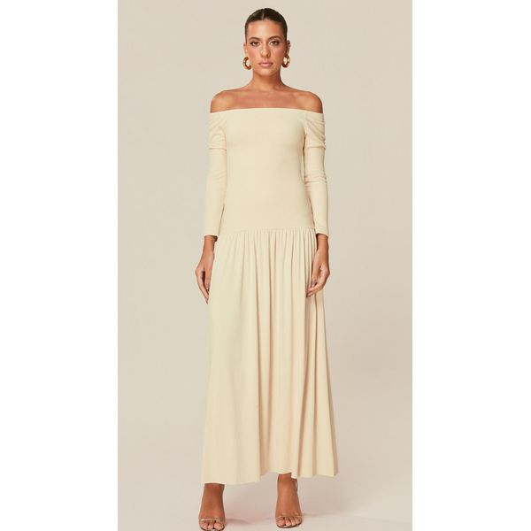 Vestido Ombro a Ombro em Malha Off 