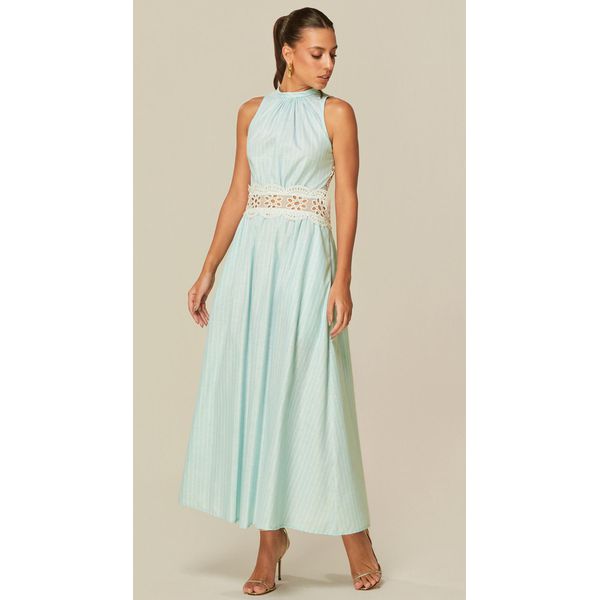 Vestido Midi com Renda Verde