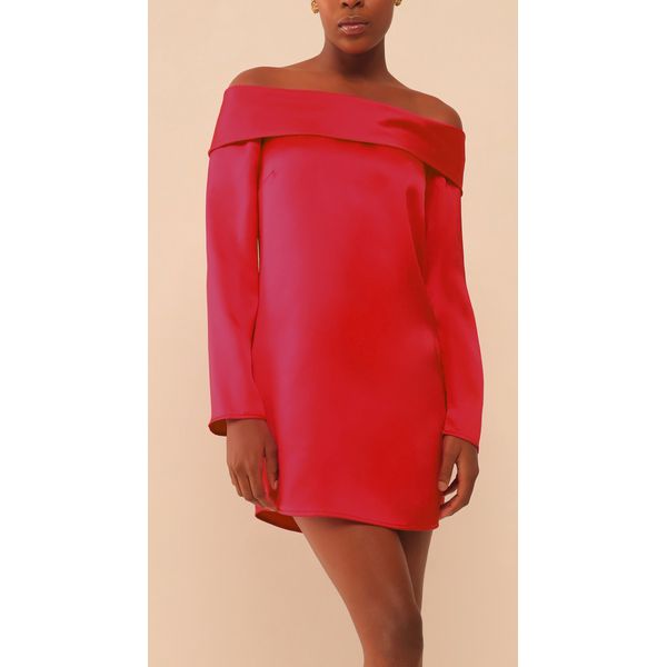 Vestido Curto de Manga Longa Vermelho