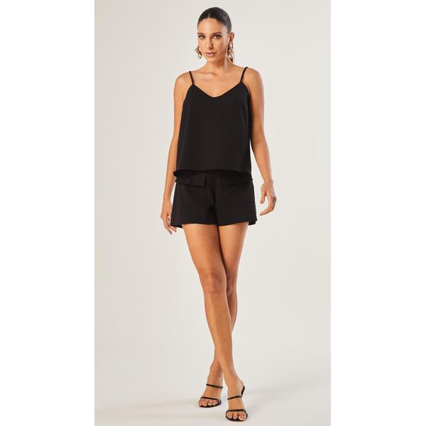 Short Cargo em Crepe Preto