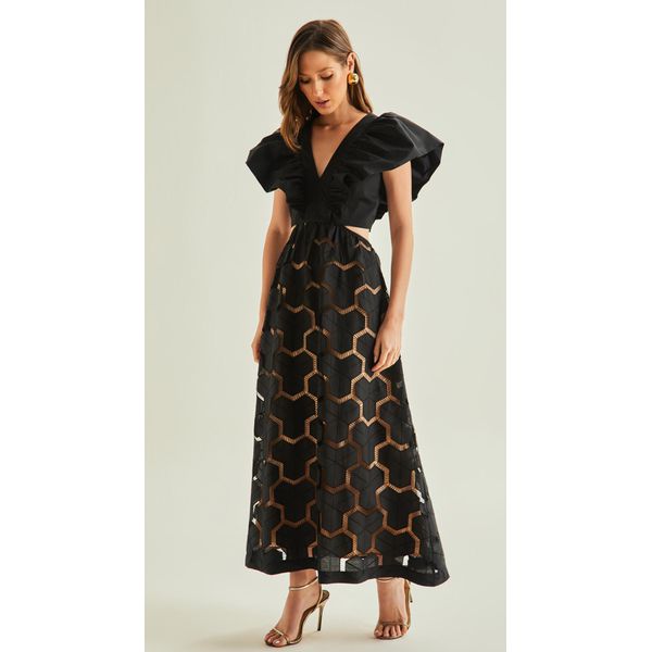 Vestido Midi Tela Preto