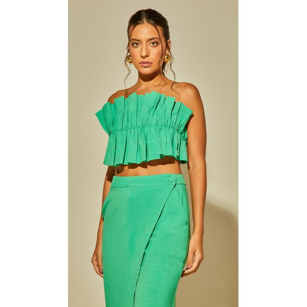 Blusa Pregueada Sem Alças