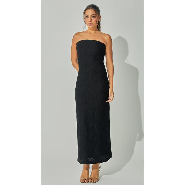 Vestido Malha Texturizada Sem Alças