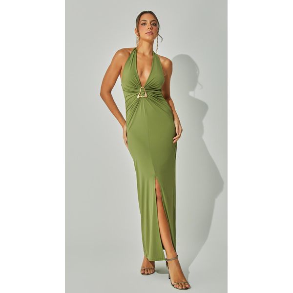 Vestido Malha Com Aplicação Dourada