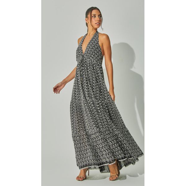Vestido Bordado Com Recortes