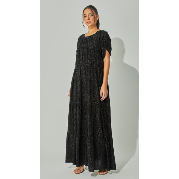 Vestido Amplo Poá Metalizado
