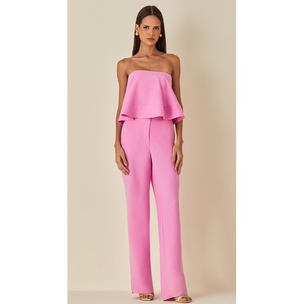 Blusa sem Alça Alfaiataria Rosa