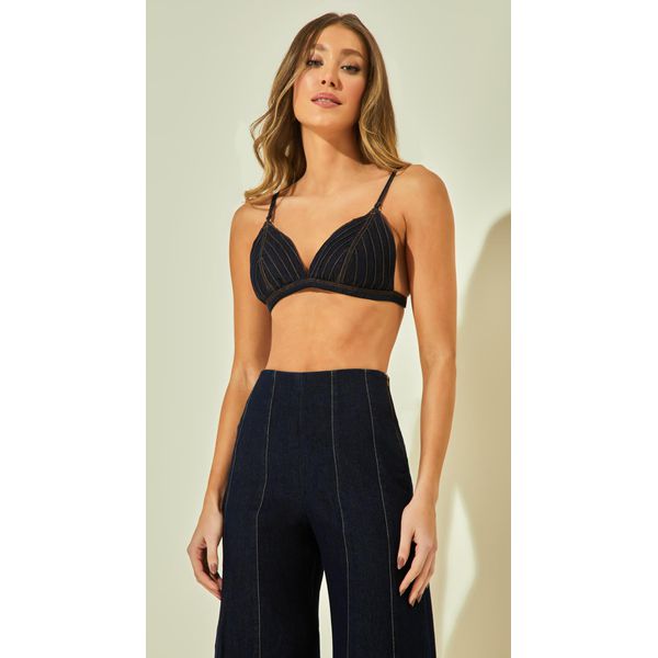 Top Jeans com Nervuras