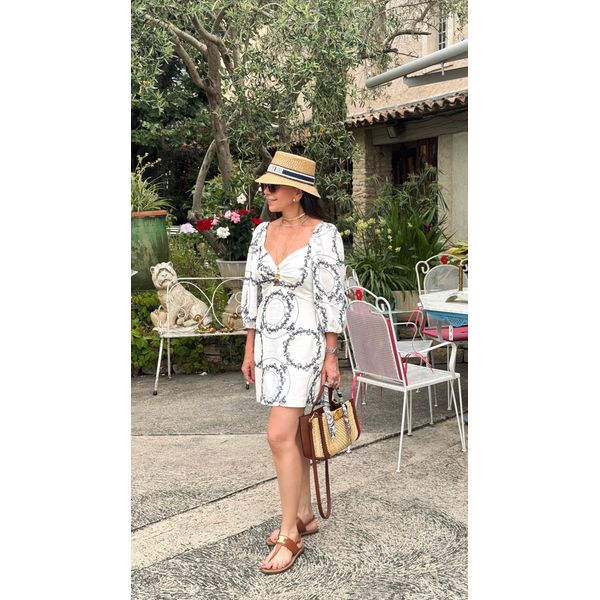 Vestido Curto Manga 3/4 Off White