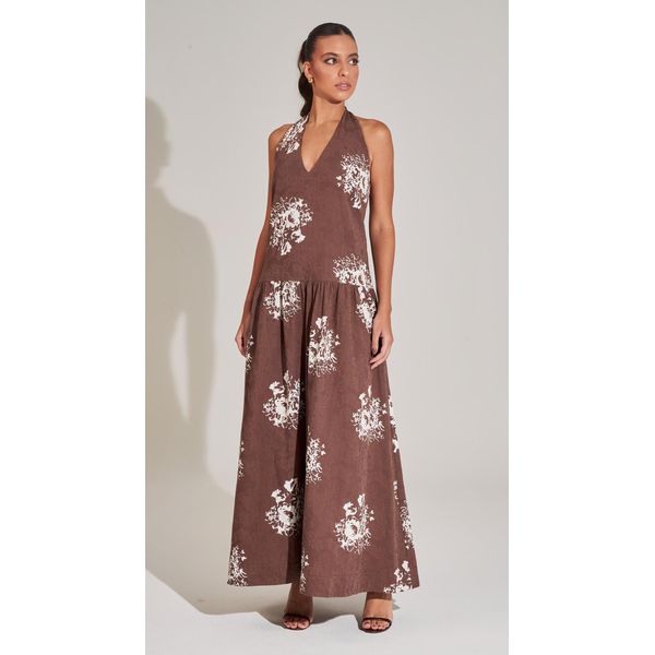 Vestido Midi Decote V Estampado