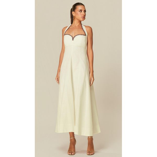 Vestido Midi em Linho Off