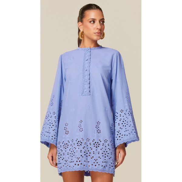Chemise Manga Longa em Laise Azul
