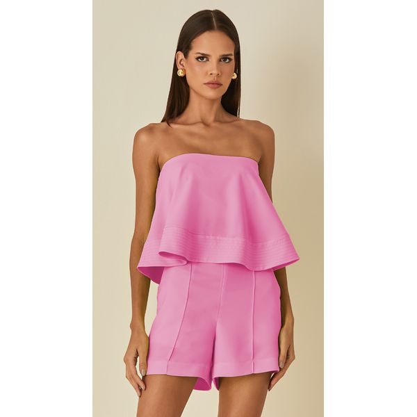 Short com Nervura Frontal Rosa