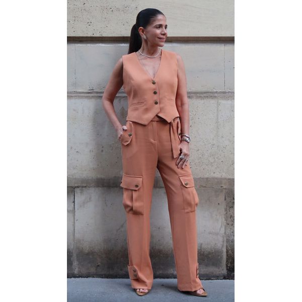 Calça Cargo Com Botões Dourados