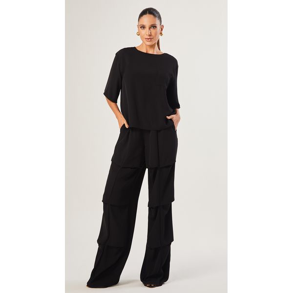 Calça Reta Com Pregas