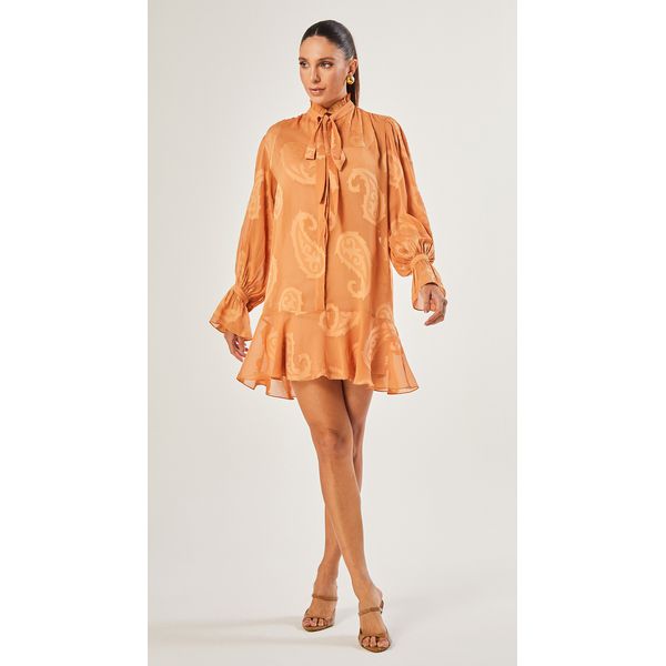 Vestido Curto Paisley Bege