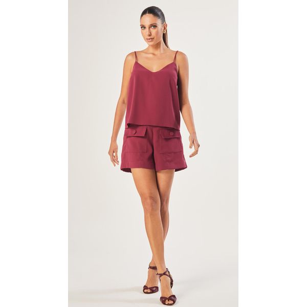 Short Cargo em Crepe Cereja