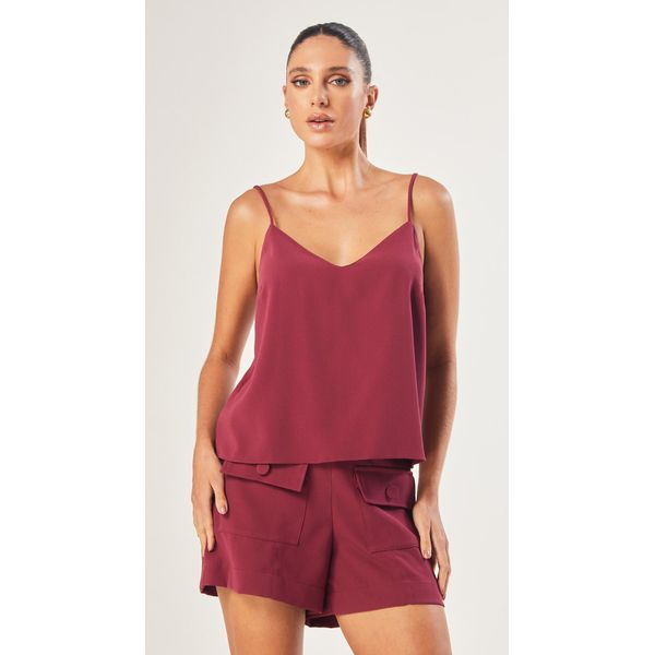 Blusa de Alça com Decote V Cereja