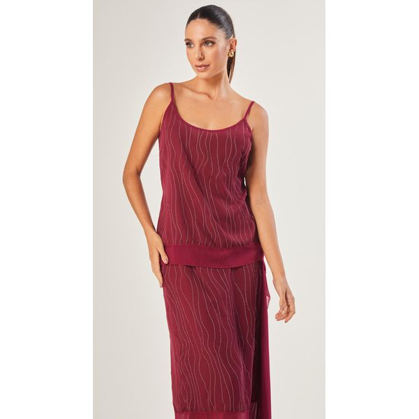 Blusa de Alça Metallic Stripes Cereja 