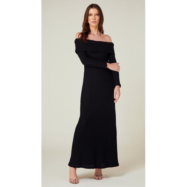 Vestido Longo Ombro a Ombro Preto