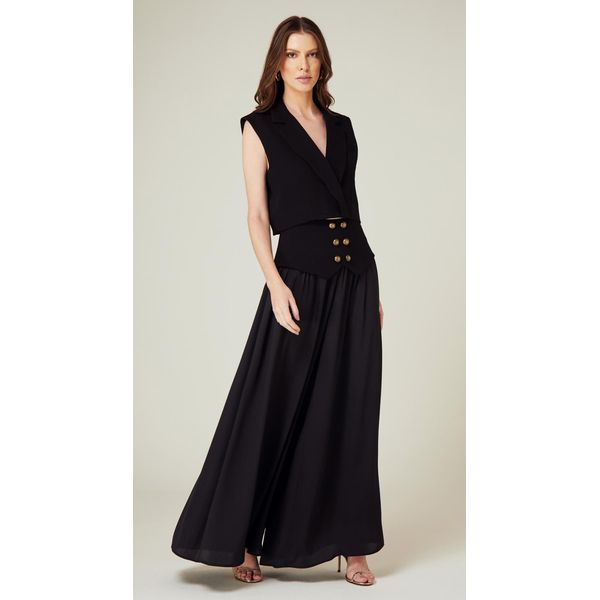 Calça Pantalona com Pala Preto