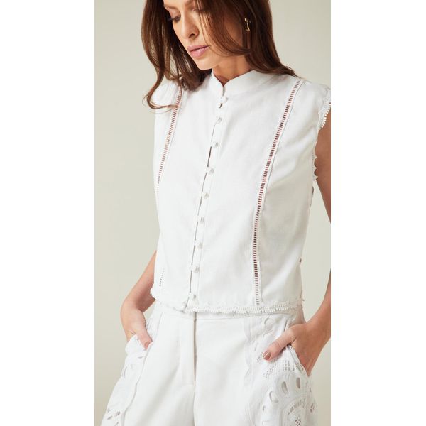 Blusa sem Mangas Guipir Branco 