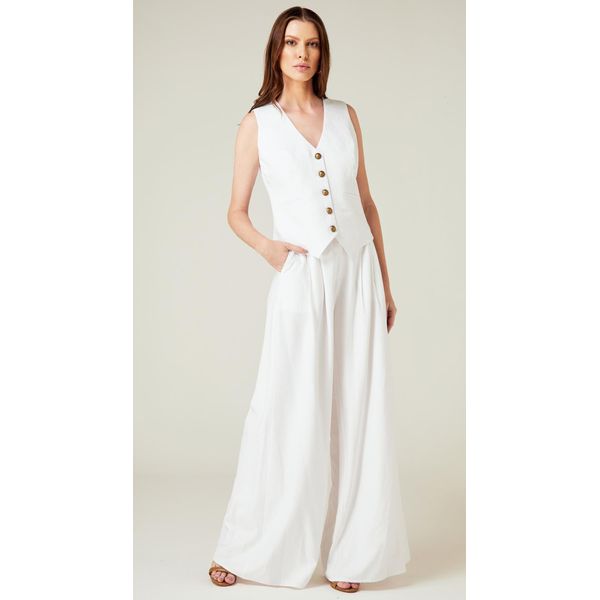 Calça Pantalona Cintura Alta Branco