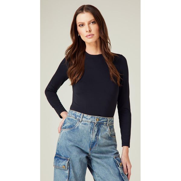 Body Manga Longa Preto