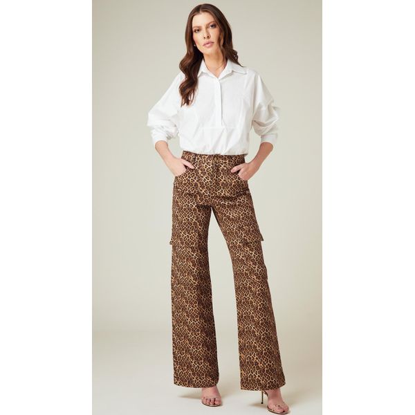 Calça Cargo Cintura Jaguar Print