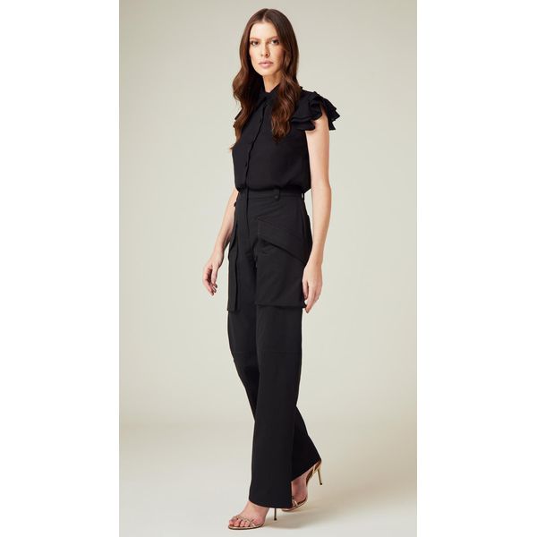 Calça Cargo Cintura Alta Preto