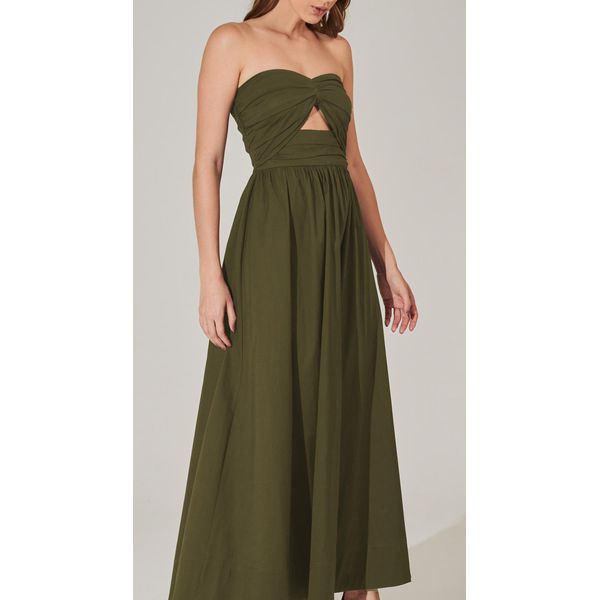 Vestido Midi Franzido Tricoline
