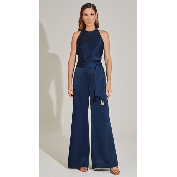 Calça Pantalona com Faixa Azul 