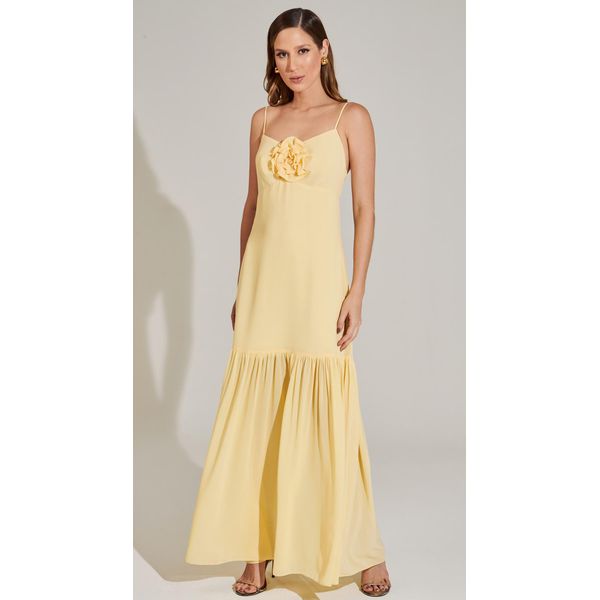 Vestido Longo de Alças Amarelo