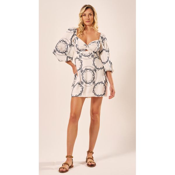 Vestido Curto Manga 3/4 Off White