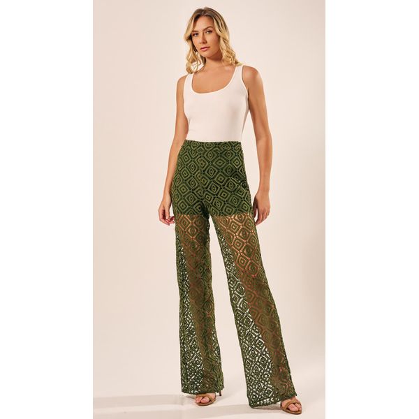 Calça Guipir Cintura Alta Verde