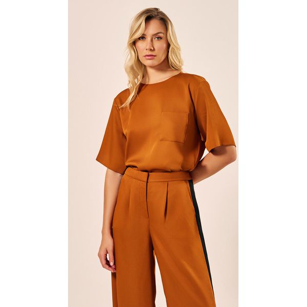 Blusa Manga Curta Castanho
