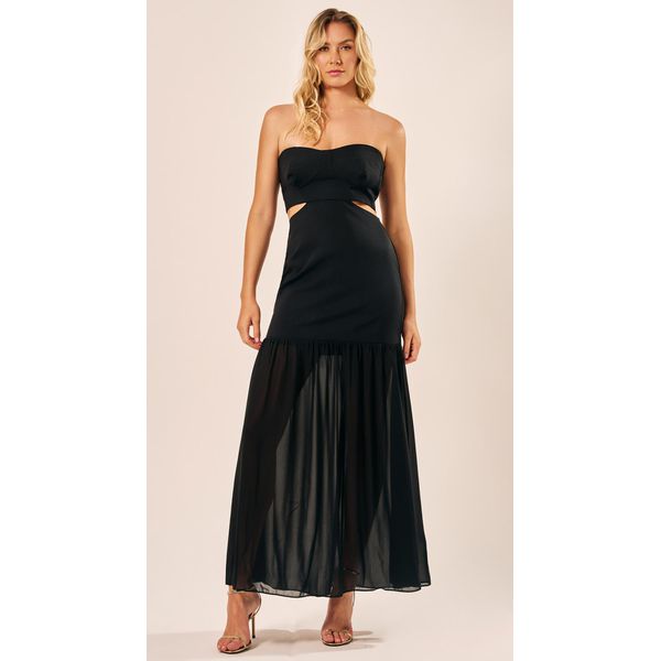 Vestido Longo sem Alças Preto 