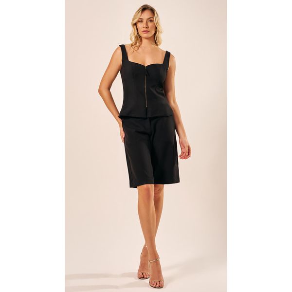 Blusa Peplum sem Mangas Preto