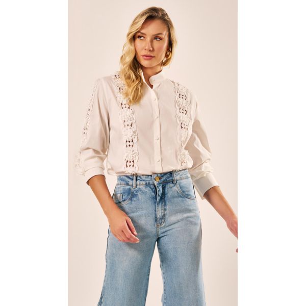 Camisa Flores Off White