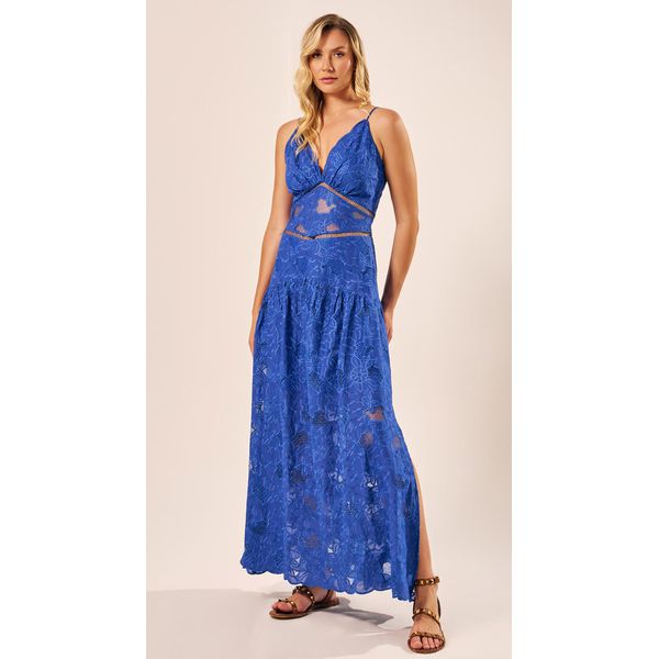 Vestido Longo Alça Fina Azul