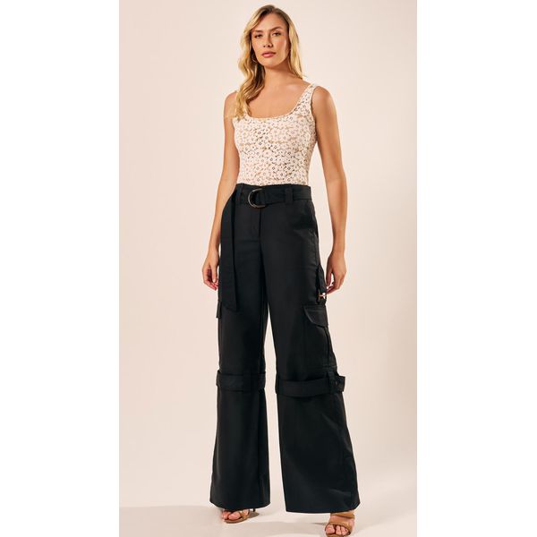 Body sem Manga em Renda Floral Off