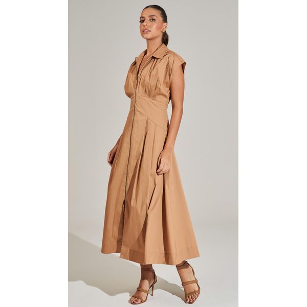 Vestido Midi com Ziper Capuccino